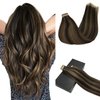 GOO GOO Tape in Hair Extensions Human Hair, 2/6 Dark Brown Highlighted Chestnut Brown, 22inch 50g 20pcs, Thick Ends Straight Seamless Tape in, Invisible Tape in Hair Extensions Human Hair