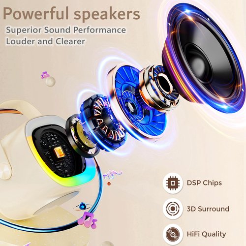 HWWR Karaoke Machine for Kids Adults, Mini Karaoke Machine with 2 Wireless Microphones & LED Lights for Home Party, Bluetooth Speaker Toys for Kids, Christmas Birthday Gifts for Girls Boys Ages 3-12+