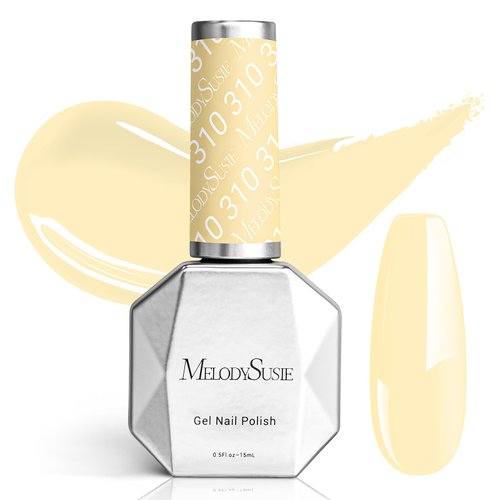 MelodySusie 15ML Gel Nail Polish,Milky Yellow Macaron Color Nails Soak Off UV LED Creamy Yellow Gel Polish Gift for Women Nail Art Manicure Salon DIY Nail Design Decoration at Home-310