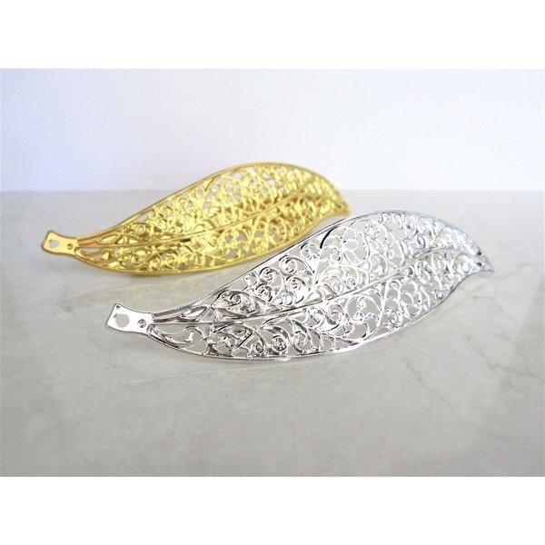 Gold or silver leaf hair clip clamp barrette (Primary color: Gold)
