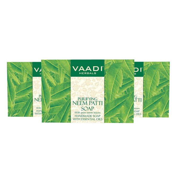 Vaadi Herbals Neem Soap (Neem Leaves Bar Soap), ALL Natural - Each 2.65 Ounces - Pack of 3 (8 Ounces)