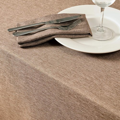Mebakuk Rectangle Table Cloth Linen Farmhouse Tablecloth Waterproof Anti-Shrink Soft and Wrinkle Resistant Decorative Fabric Table Cover for Kitchen (Flaxen, 52" x 70" (4-6 Seats))