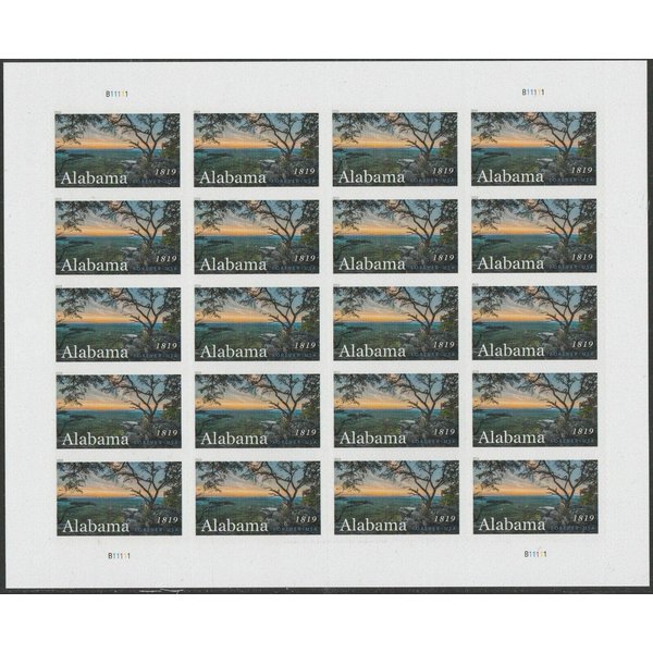 Alabama Statehood Pane of 20 Forever Postage Stamps Scott 5360F