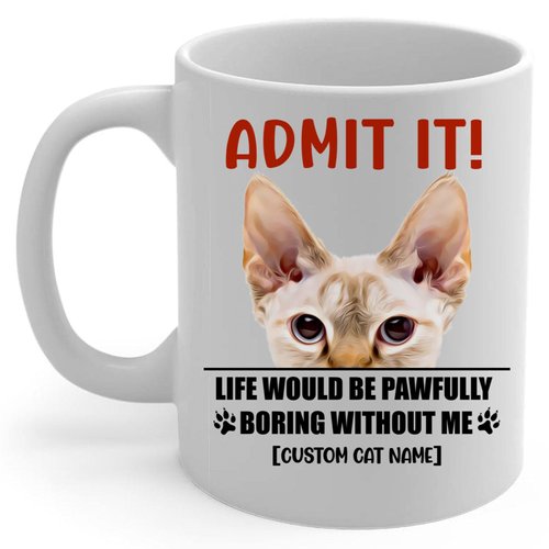 Personalized Name Life Would Be Boring Without Cream Devon Rex Cat Coffee Mug White 11oz Kitten Owners Gift
