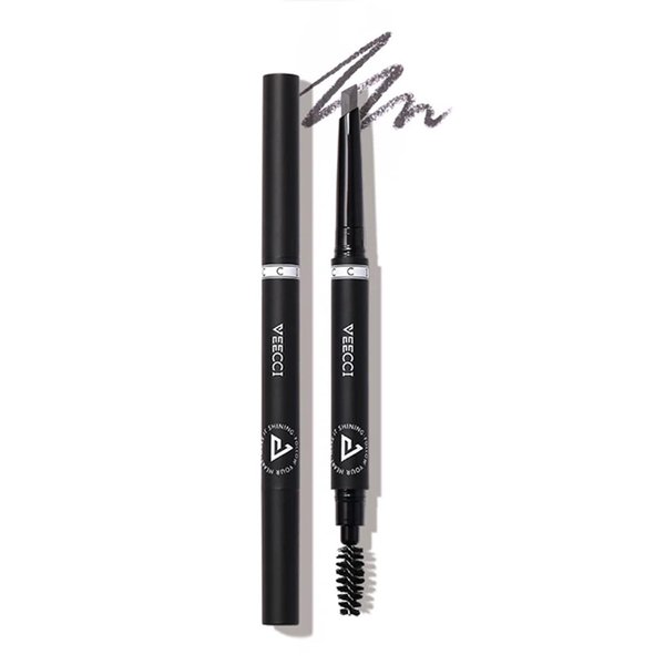 VEECCI Diamond Eyebrow Pencil - Quick Fill, Smudge-Proof, Nourishing Formula for Effortless Brows| Flexible Brush Head, Natural & Waterproof Microblading Brow Pen for Women | Precision Tip(Dark Grey)