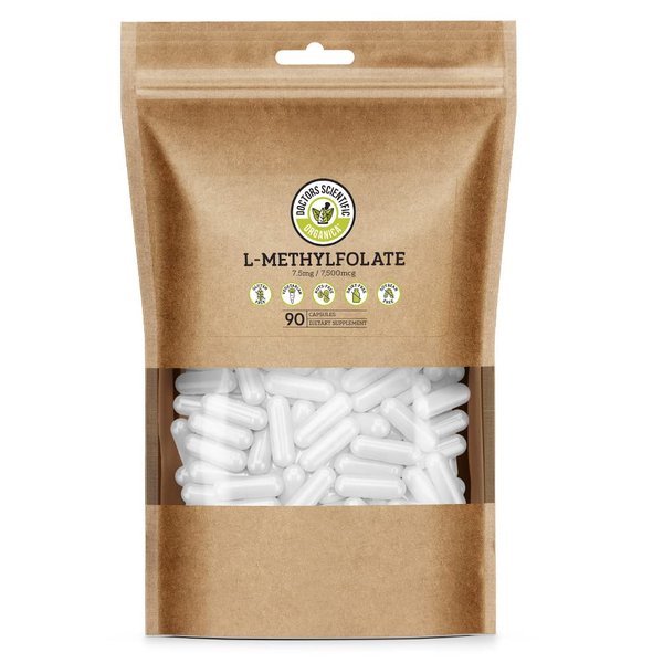 Doctors Scientific DSO L Methylfolate 7.5mg (5 MTHF Supplement) - 90 Vegan Capsules (7.5 mg) - Active L Methyl Folate Supplement for Homocysteine Control - Folic Acid Vitamin - Eco-Friendly Packaging