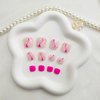 Rose Pink Press on Toenails Short Square Fake Toe Nails with Colorful Swirls Designs Cute Toenail Press ons Summer False Toenails Glossy Full Cover Artificial Stick on Nails for Women 24Pcs