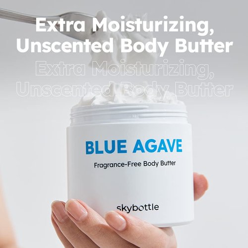 skybottle Unscented Blue Agave Body Butter Cream Lotion, Intense Hydration, Vegan Certified, Hyaluronic Acid, For Chapped Dry Skin, For Men, Women, Baby, Kids, 9.8 Fl. Oz