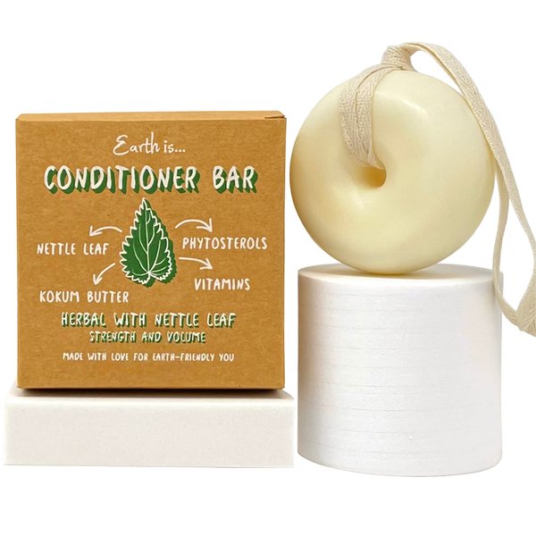 EARTH IS...Conditioner Bar - All Hair Types – All-Natural Hydrating Hair Conditioner – Eco-Friendly Hair Moisturizer – Plastic Free - PH-Balanced – Vegan – Concentrated – Biodegradable – Zero Waste, 3.2oz