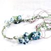 Flower Crown Headband Rose Wreath Garland Hair Bands Floral Wedding Bridal Hair Hoop Women Ladies Leaf Vine Party Decoration Headdress Headwear Christmas Handmade Headpiece Hair Accessories Blue