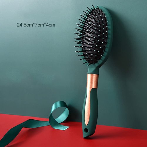 RN BEAUTY Detangling Brush Anti-Static Massage Hair Brushes Paddle Hairbrush With Cushion Base Nylon Bristle Pins Blow Drying Detangler Comb for Men and Women Adults and Kids of All Wet or Dry Hair Types Styling Blackish Green Color (Oval)