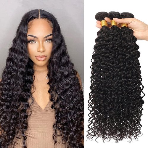 Wet and Wavy Human Hair Weave Bundles 10A 100% Unprocessed Virgin Remy Hair Bundles 24 26 28 Inch Natural Black Water Wave 3 Bundles Human Hair Extensions