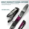 VANWIN Nail Clippers with Catcher, No Splash Fingernail Toenail Clippers with Sharp Curved Blade and Glass Nail File, Wide Jaw Opening Stainless Steel Nail Cutter Trimmer for Seniors Adult Men Women