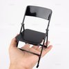AUEAR, 12" Plastic Mini Foldable Chairs Decoration Miniature Furniture Black 1/6 Scale