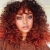GKtineke-Curly-Wig Big-Curly-Wigs-for-White-Black-Women 20 Inch- Long-Curly-Afro-Wig-with-Bangs Synthetic-Hair-Replacement-Wigs-for- Cosplay and Daily(Ombre Ginger
