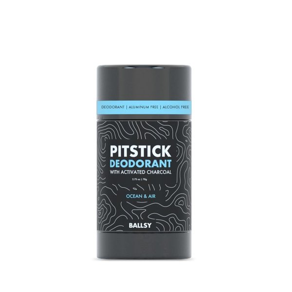 Ballsy Pitstick Activated Charcoal Deodorant - Mens Aluminum Free Deodorant w/Charcoal, & Plant Based Extracts – Cruelty & Baking Soda-Free Underarm Deodorant for Odor Protection, 2.75 oz