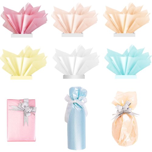 Larcenciel 60 Sheets Tissue Paper, 6 Metallic Colors Tissue Paper for Gift Bags and Wrapping, Glitter Wrapping Tissue Paper Bulk, Gift Wraps for Holiday, Birthday, Party Decor, Weddings, Baby Shower