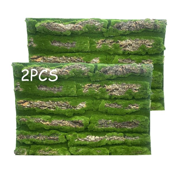 kathson Reptile Cork Terrarium Background Decor,Habitat Fitting Bark Backdrop Wall Artificial Moss 3D Aquarium Panel for Lizard Gecko Tortoise Spider Bearded Dragon Chameleon Snake Amphibian(2Pcs)
