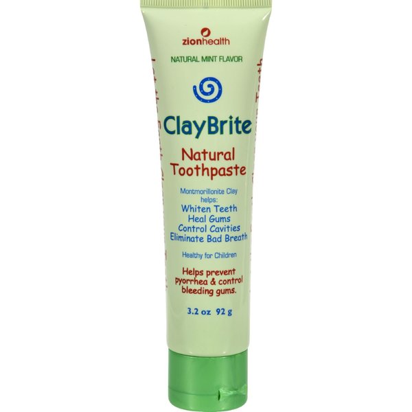 Zion Health ClayBrite Natural Toothpaste - Natural Mint - Healthy for Children - 3.2 oz (Pack of 2)