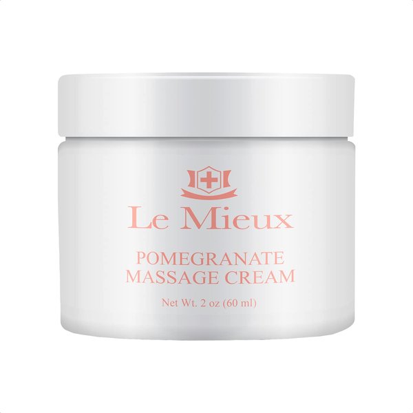 Le Mieux Pomegranate Massage Cream - Aromatic Moisturizing Neck & Face Massage Cream with Algae, Hyaluronic Acid & Botanical Oils, No Parabens or Sulfates (2 oz / 60 ml)