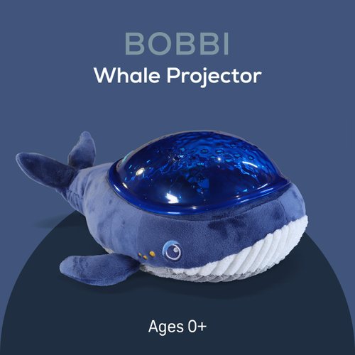 Bobbi The Whale Ceiling Night Light Projector for Babies and Kids, Sleep Soother with Adjustable Volume Lullabies, White Noises, 3 Night Light Intensities