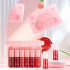 6 Colors Peach Lip Tint Stain Set, Matte Velvet Lip Tint Korean Lip Gloss Waterproof Long Lasting Multi-use Mini Liquid Lipstick, Lightweight, Vivid Color, Lip Tint Makeup