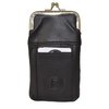 Genuine Leather Slim Cigarettes Case Holder Pack Regular or 100's & Lighter Pocket with Metal Twist Clasp, Black