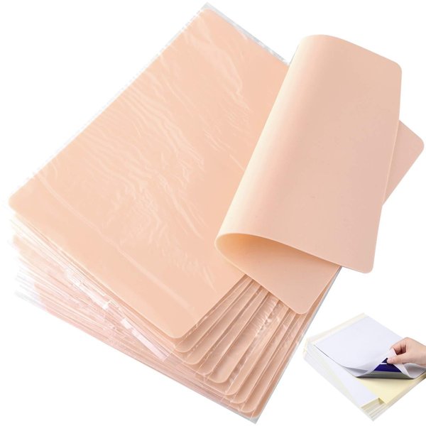 Blank Tattoo Practice Skin Fake Skin, 20PCS/set, including 10PCS Practice Skin + 10PCS Tattoo Transfer Paper, Practice Skin Tattoo Skin suitable for beginners and experienced artists (Two sided use)