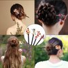 4 PCS Wooden Hair Sticks Chinese Traditional Flower Hair Sticks for Long Hair Hair Chopsticks for Women Girl Classic Vintage Flower