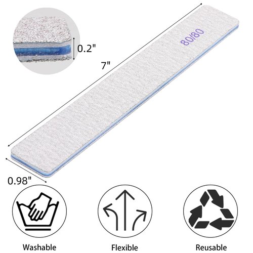 50pcs 80/80 Grit Nail Files Acrylic Nails Emery Boards File Professional Nail Art Tools for Home,Salon,Strong,Double Sided