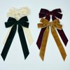 Jseng 4PCS Velvet Hair Bow for Women, Velvet Bow Hair Clips, Beige Khaki Burgundy Black Ribbon Bows for Hair Metal Clips