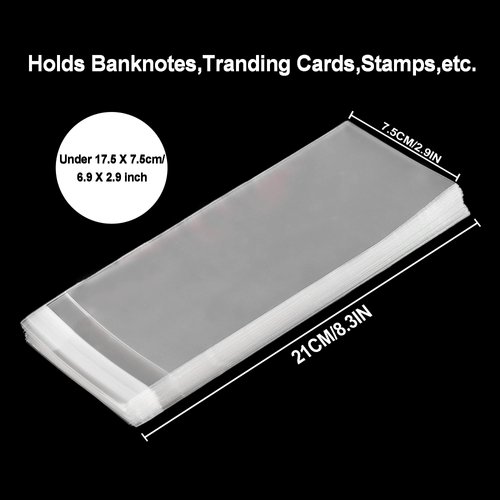 Uncle Paul Clear Paper Money Holder 17.5x7.5CM/6.9x2.9IN - Currency Sleeves Money Sleeve PP Material for Banknote/Bill/Trading Card/Stamp 100 Pieces PN01M100