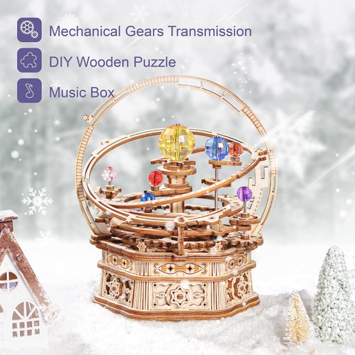 RoWood Music Box 3D Puzzles for Adults, DIY Wooden Mechanical Building Model Kits, Gift for Teens Kids on Children's Day/Birthday/Christmas - Starry Night