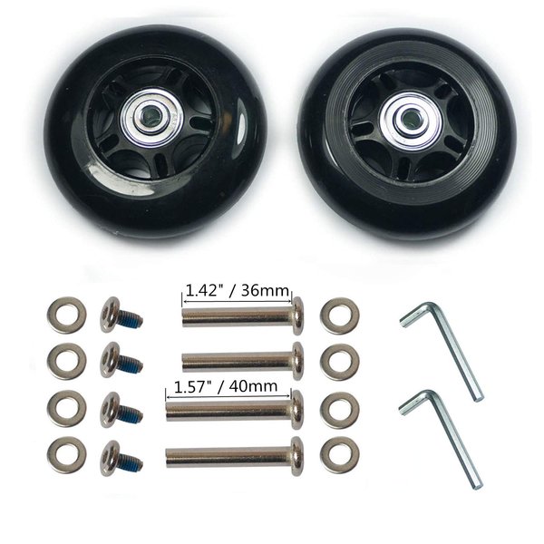 YongXuan Mute Wear-Resistant Luggage Suitcase Replacement Wheels Kit Inline Outdoor Skate Replacement Wheels (80mm x 24mm)