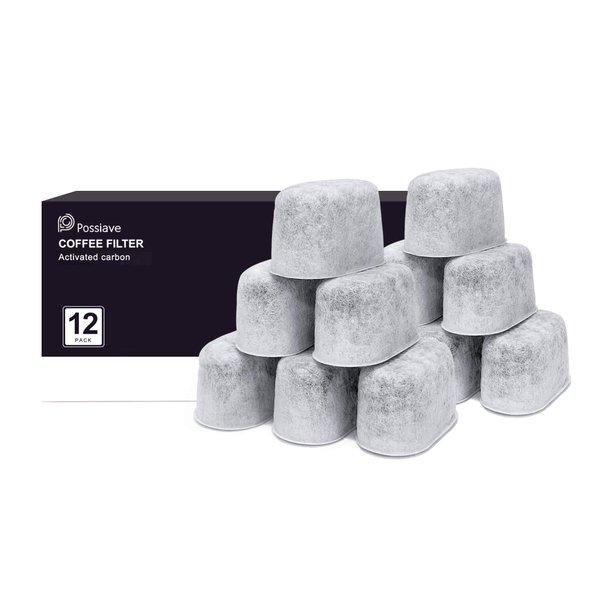 Possiave 12-Pack Charcoal Water Filters Compatible with Breville BWF100 Machines, Breville Espresso Machine Water Filter Replacements