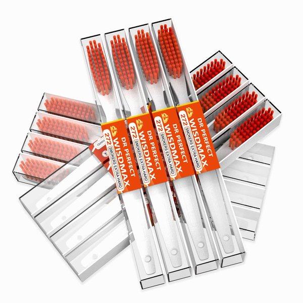 DR PERFECT Toothbrushes Hard Toothbrush for Smoker's Teeth Whitening Pack of 12