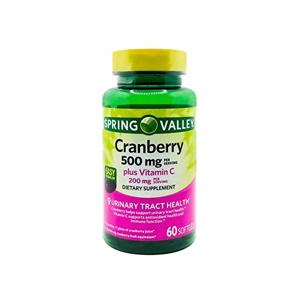 Spring Health Spring Valley Cranberry Dietary Supplement Softgels, 500mg, 60 Count + Your Vitamin Guide