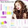 141 Pieces Magnetic Hair Rollers Set, Include 60 Pieces Mixed Sizes Plastic Hair Rollers with 60 Pins, 20 Duck Teeth Hair Clips and Rat Tail Comb, Hairdressing Curlers Tools for Women Girls