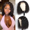 Recomtic Bob Wigs Human Hair Wet and Wave Lace Front Short Curly Wigs for Black Women Water Wave 4x4 Closure Wigs Human Hair with Baby Hair 150% Density Natural Color 10Inch