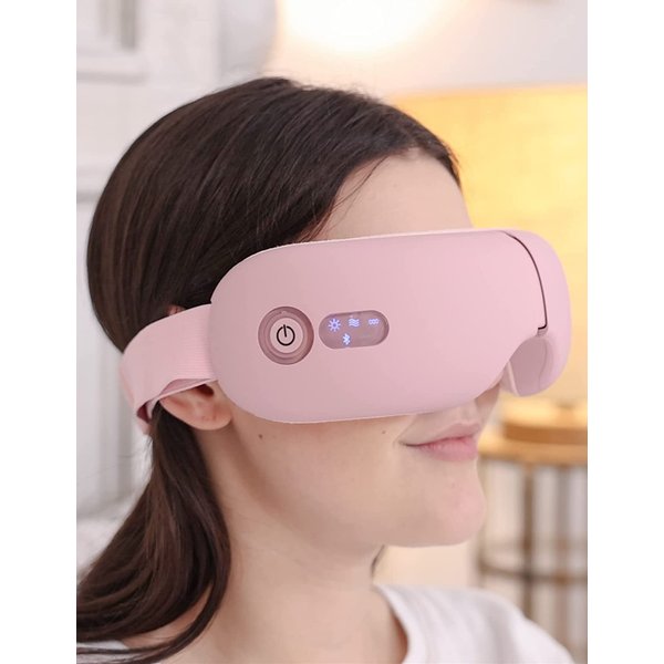 Eyeology Eye Massager, Heated Eye Mask for Migraines Eye Strain Dark Circles, Eye Relax, Pink
