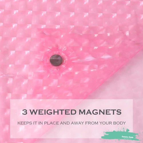 Eazzier Bath Blush Pink 3D Crystal Plastic Shower Curtain Liner, 72x72 Inch Thin Lightweight Plastic Bathroom Shower Showroom Inner Curtain with Rustproof Metal Grommet Holes and Weighted Magnets