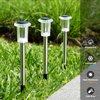 DenicMic Solar Lights Outdoor 10 Pack Solar Pathway Lights Outdoor Waterproof Solar Garden Lights LED Stainless Steel Outdoor Solar Lights for Yard Path Walkway Driveway Garden Decor (Cold White)