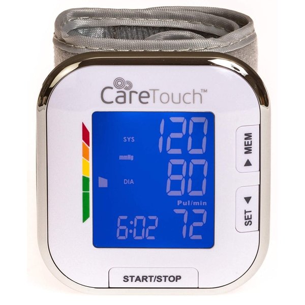 Care Touch Digital Wrist Blood Pressure Monitor for Adults Size 5.5-8.5" for Home Use, Automatic High Blood Pressure Machine with Batteries & Carrying Pouch.