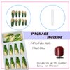 BABALAL Press on Nails Long Coffin Fake Nails Green Glue on Nails French Tip Acrylic Nails 24Pcs Ballerina Long False Nails with Crocodile pattern Design Nails for Women and Girls