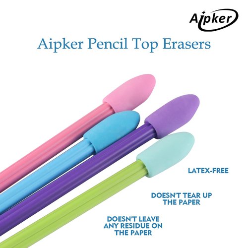 Aipker Pencil Erasers, Pencil Top Erasers, Pencil Erasers Toppers,Cap Erasers,Pencil Top Erasers for Kids,Pencil Top Erasers Bulk (80Pcs/Box)