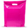 100 Pack of 9 x 12" Pink Plastic Shopping Bag with Die Cut Handle Merchandise Bags with Retail, Great For Merchandise Boutique Retail Glossy Pink Plastic Bags With Handles Cerise Hot