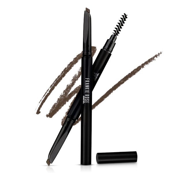 Frankie Rose Cosmetics Brow Defining Pencil - Defines, Shapes & Fills Brows – Water Resistant, Creamy Dark Brown Eyebrow Pencil For Natural Looking & Well-Defined Brows