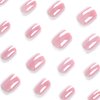 Bellelfin Short Press on Nails Square Pink Chrome Powder Design Fake Nails UV Gel Cover False Nails Reusable Acrylic Glue on Nails 24Pcs Stick on Nails for Women Girls Fingernails Decor