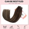 Ombre Clip in Hair Extensions Seamless Long Straight Real Hair Extensions Clip in Human Hair Soft Natural Dark Brown to Ash Brown Highlights Real Hair Extension Clip ins 5pcs 70g 16 Inch