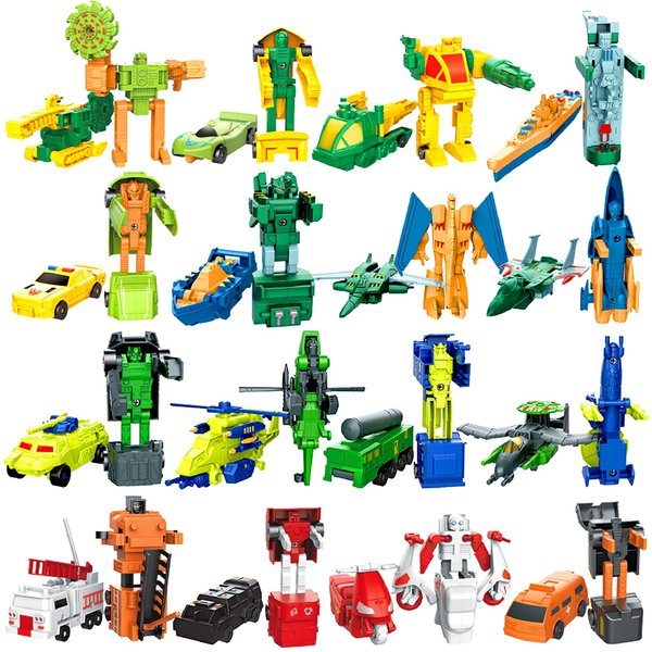 Mini Transform Robot for Toddler, 4.5-inch Converting Action Figures , 4 Collectible Rescue Vehicle Construction-Bot Playset Boys Hero Figure Modified Bots Kids Birthday Gift Stocking Stuffer…